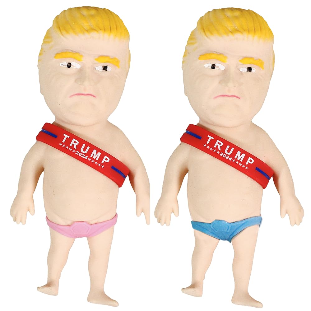 zonzxcv 2 PCS Red Ribbon Donald Trump Sand-Filled Squishy Fidget Toys Squishy Toys Stress Relief Toy Trump Doll Trump Merchandise Squishy Ball（Swimming Trunks are Random in Color） (B)